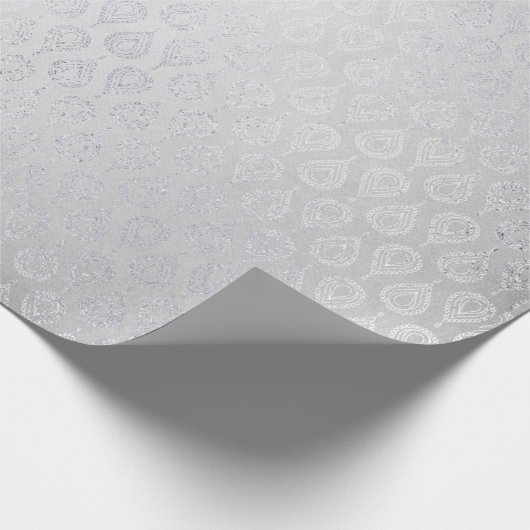 Silver Grey Floral Paisley Peacock Ornament Cadeaupapier (Hoek)