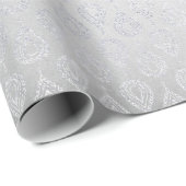 Silver Grey Floral Paisley Peacock Ornament Cadeaupapier (Rol Hoek)