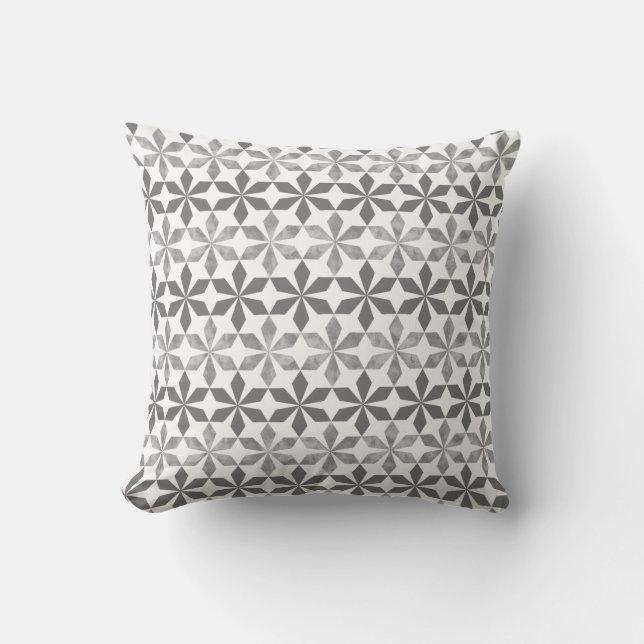 Silver Grey Floral Pattern Kussen (Voorkant)