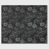 Silver Grey Floral Rozen Black White Glitter Glam Cadeaupapier (Vlak)