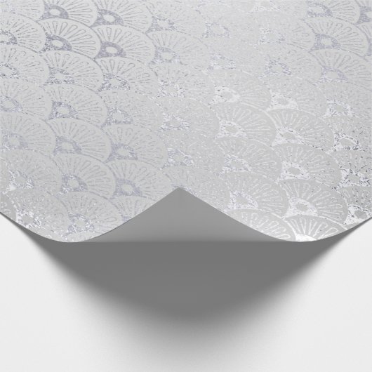 Silver Grey Floral Scales Seashells Art Deco Cadeaupapier (Hoek)