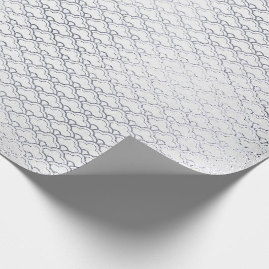 Silver Grey Floral Scales Seashells Net Art Deco Cadeaupapier (Hoek)