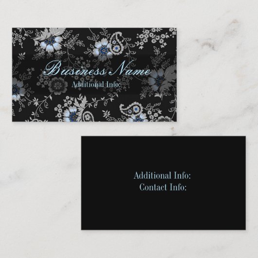 Silver Grey Floral Visitekaartje 3 (Voorkant / Achterkant)