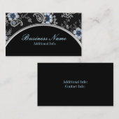 Silver Grey Floral Visitekaartje 4 (Voorkant / Achterkant)