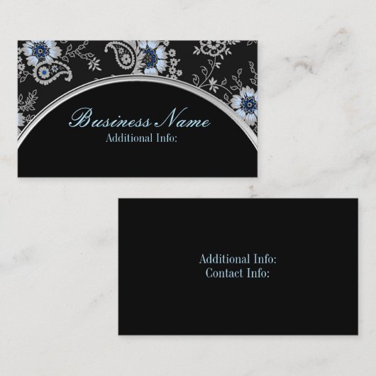 Silver Grey Floral Visitekaartje 4 (Voorkant / Achterkant)