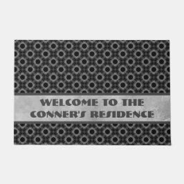 Silver Grey Flowers Patroon Deurmat