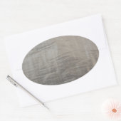 Silver Grey Foiled Fabric Kijk uit Ovale Sticker (Envelop)