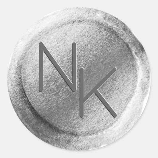 Silver Grey Folie Wax Seal Initiaal Envelop Sticke Ronde Sticker (Voorkant)