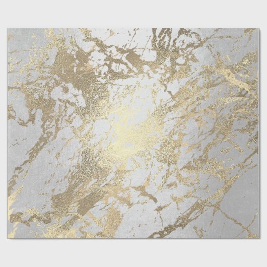 Silver Grey Foxier Gold Marble Shiny Metallic VIP Cadeaupapier (Vlak)