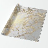 Silver Grey Foxier Gold Marble Shiny Metallic VIP Cadeaupapier (Uitgerold)