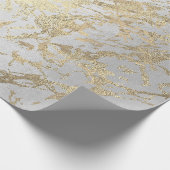 Silver Grey Foxier Gold Marble Shiny Metallic VIP Cadeaupapier (Hoek)