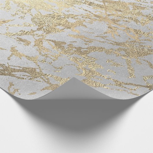 Silver Grey Foxier Gold Marble Shiny Metallic VIP Cadeaupapier (Hoek)