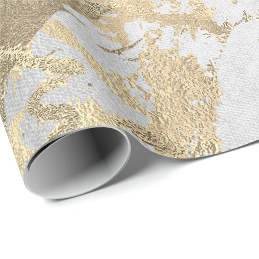 Silver Grey Foxier Gold Marble Shiny Metallic VIP Cadeaupapier (Rol Hoek)