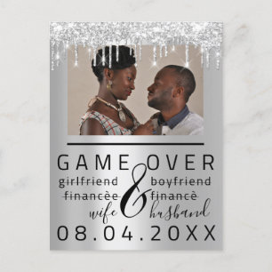 Silver Grey Funny Save the Date Couple Photo Briefkaart