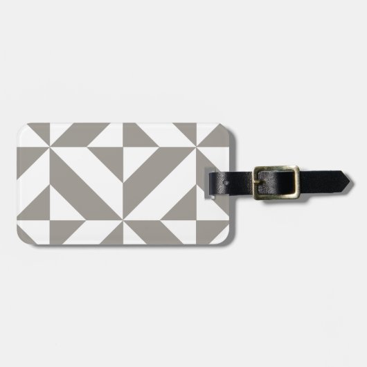 Silver Grey Geometric Deco Cube Pattern Bagagelabel (Voorkant horizontaal)