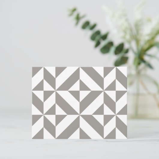 Silver Grey Geometric Deco Cube Pattern Briefkaart (Staand voorkant)