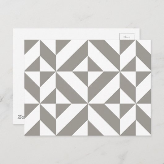 Silver Grey Geometric Deco Cube Pattern Briefkaart (Voorkant / Achterkant)