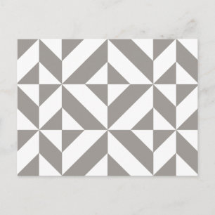 Silver Grey Geometric Deco Cube Pattern Briefkaart