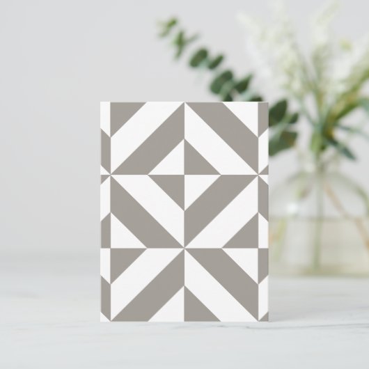 Silver Grey Geometric Deco Cube Pattern Briefkaart (Staand voorkant)