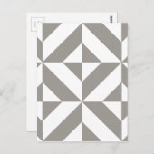 Silver Grey Geometric Deco Cube Pattern Briefkaart (Voorkant / Achterkant)