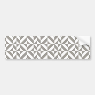 Silver Grey Geometric Deco Cube Pattern Bumpersticker