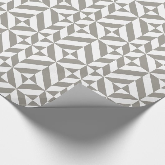 Silver Grey Geometric Deco Cube Pattern Cadeaupapier (Hoek)
