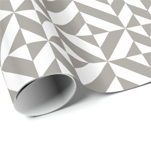 Silver Grey Geometric Deco Cube Pattern Cadeaupapier (Rol Hoek)