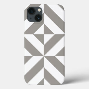 Silver Grey Geometric Deco Cube Pattern iPhone 13 Hoesje