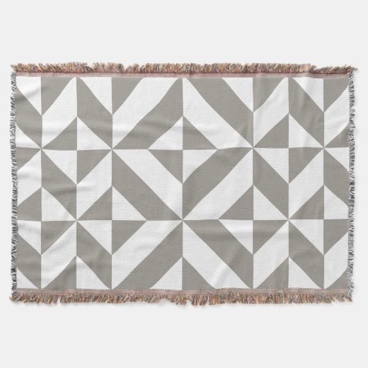 Silver Grey Geometric Deco Cube Pattern Deken (Voorkant)