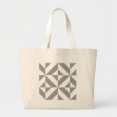 Silver Grey Geometric Deco Cube Pattern Grote Tote Bag (Voorkant)