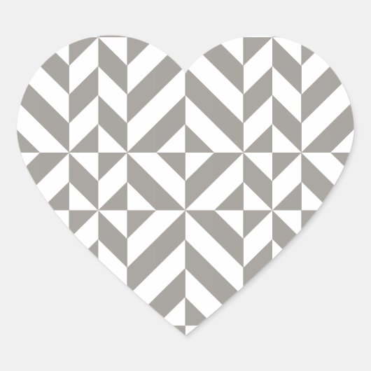 Silver Grey Geometric Deco Cube Pattern Hart Sticker (Voorkant)