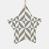 Silver Grey Geometric Deco Cube Pattern Keramisch Ornament (Rechts)