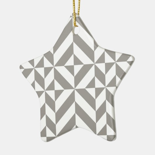 Silver Grey Geometric Deco Cube Pattern Keramisch Ornament (Links)