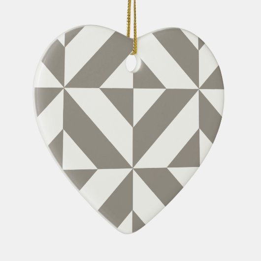 Silver Grey Geometric Deco Cube Pattern Keramisch Ornament (Rechts)