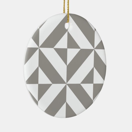 Silver Grey Geometric Deco Cube Pattern Keramisch Ornament (Rechts)
