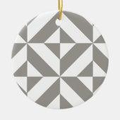 Silver Grey Geometric Deco Cube Pattern Keramisch Ornament (Voorkant)
