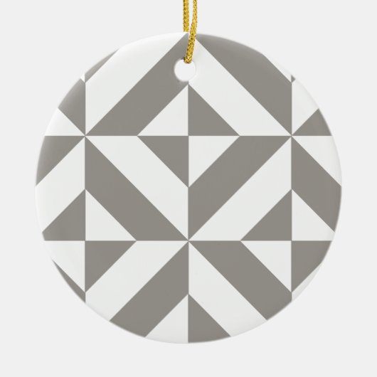 Silver Grey Geometric Deco Cube Pattern Keramisch Ornament (Voorkant)