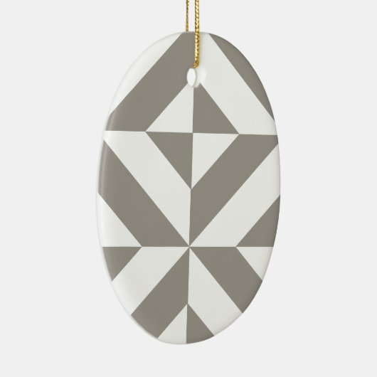 Silver Grey Geometric Deco Cube Pattern Keramisch Ornament (Rechts)