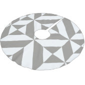 Silver Grey Geometric Deco Cube Pattern Kerstboom Rok (Gekanteld)