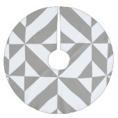 Silver Grey Geometric Deco Cube Pattern Kerstboom Rok (Voorkant)