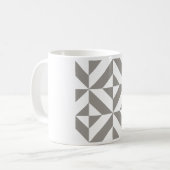 Silver Grey Geometric Deco Cube Pattern Koffiemok (Voorkant links)