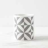 Silver Grey Geometric Deco Cube Pattern Koffiemok (Center)