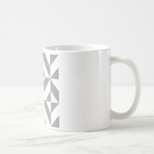 Silver Grey Geometric Deco Cube Pattern Koffiemok