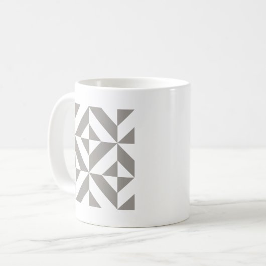 Silver Grey Geometric Deco Cube Pattern Koffiemok (Voorkant links)