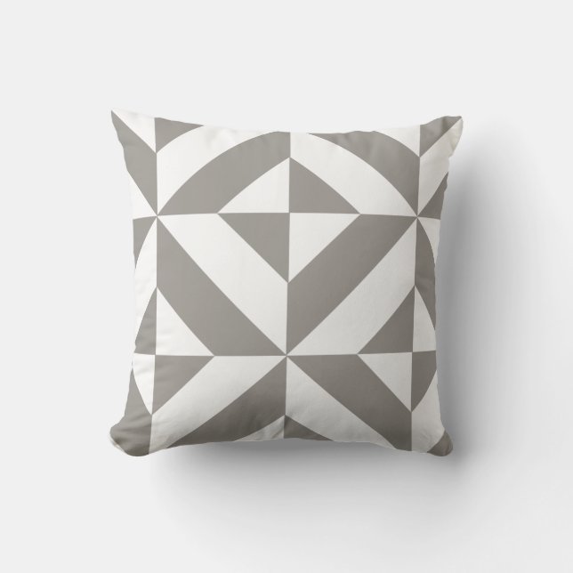 Silver Grey Geometric Deco Cube Pattern Kussen (Voorkant)