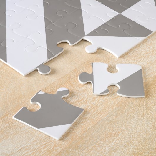 Silver Grey Geometric Deco Cube Pattern Legpuzzel (Zijkant)