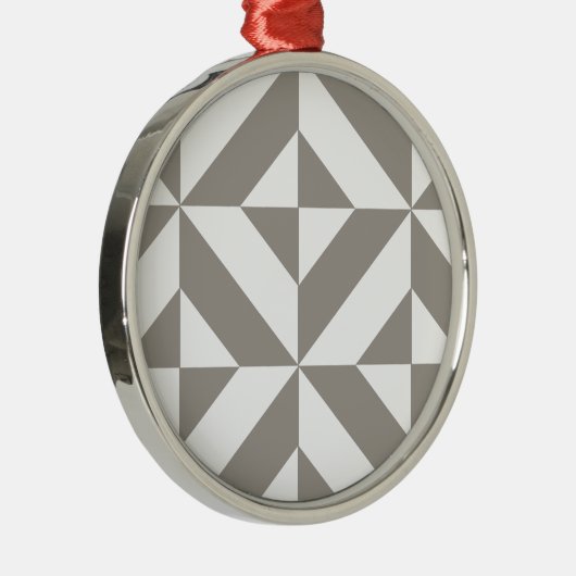 Silver Grey Geometric Deco Cube Pattern Metalen Ornament (Rechts)