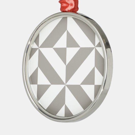 Silver Grey Geometric Deco Cube Pattern Metalen Ornament (Links)