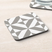 Silver Grey Geometric Deco Cube Pattern Onderzetter (Linkerzijde)
