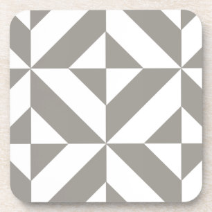 Silver Grey Geometric Deco Cube Pattern Onderzetter